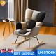 Wing Back Sofa Rocker Armchair Padded Seat Comfy Lounge Rocking Chair Bedroom