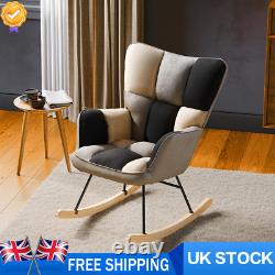 Wing Back Sofa Rocker Armchair Padded Seat Comfy Lounge Rocking Chair Bedroom