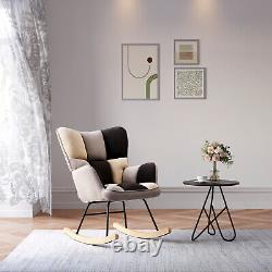 Wing Back Sofa Rocker Armchair Padded Seat Comfy Lounge Rocking Chair Bedroom