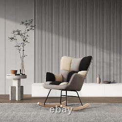 Wing Back Sofa Rocker Armchair Padded Seat Comfy Lounge Rocking Chair Bedroom