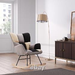 Wing Back Sofa Rocker Armchair Padded Seat Comfy Lounge Rocking Chair Bedroom