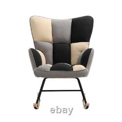 Wing Back Sofa Rocker Armchair Padded Seat Comfy Lounge Rocking Chair Bedroom
