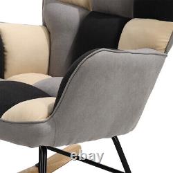 Wing Back Sofa Rocker Armchair Padded Seat Comfy Lounge Rocking Chair Bedroom