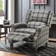 Wing Back Tartan Fabric Armchair Check Sofa Fireside Recliner Grey Chair
