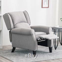 Wing Back Upholstery Recliner Armchair Fabric Fireside Lounge Chair Lounger Grey