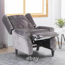 Wing Back Velvet Recliner Chair Button Tufted Occasional Armchair Fireside Home