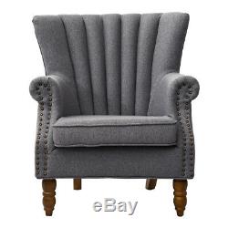 Wing Backed Queen Anne Style Fireside Tub Chair Armchair Wooden Legs Winged Sofa