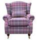 Wing Chair Fireside High Back Armchair Balmoral Amethyst Check Fabric P&s