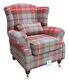 Wing Chair Fireside High Back Armchair Balmoral Cherry Check Fabric P&s
