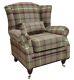Wing Chair Fireside High Back Armchair Balmoral Heather Check Fabric P&s