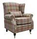 Wing Chair Fireside High Back Armchair Balmoral Rust Check Fabric P&s