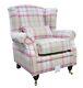 Wing Chair Fireside High Back Armchair Balmoral Sorbet Check Fabric P&s