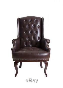 Wing High Back Chair Winged Armchair Fireside Queen Anne Fireside Leather