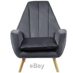 Wing High Back Velvet Armchair Tub Chair Sofa Upholstered Fireside Seat Nordic