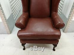 Wingback Armchair Brown Leather Wing Back, Fireside 2/2 Vintage, Retro
