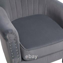 Wingback Armchair Velvet Upholstered Studded Fireside Living Room Sofa Chair