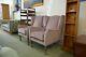 Wingback Armchairs X2 A Pair Of Lilac Plush Velvet Fireside Chairs With Tall Leg