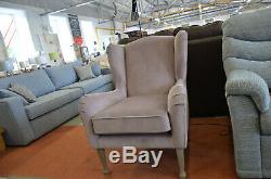 Wingback Armchairs x2 A Pair of Lilac Plush Velvet Fireside Chairs with Tall Leg
