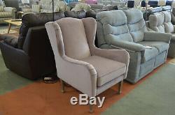 Wingback Armchairs x2 A Pair of Lilac Plush Velvet Fireside Chairs with Tall Leg