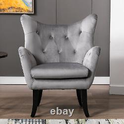 Wingback Chair High Back Fabric Velvet Tub Armchair Fireside Living Room QB