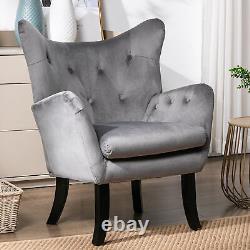 Wingback Chair High Back Fabric Velvet Tub Armchair Fireside Living Room TQ