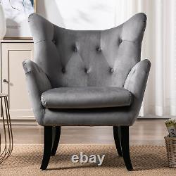 Wingback Chair High Back Fabric Velvet Tub Armchair Fireside Living Room TQ