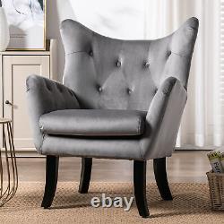 Wingback Chair High Back Fabric Velvet Tub Armchair Fireside Living Room TQ