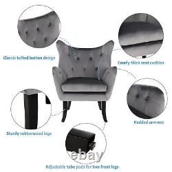 Wingback Chair High Back Fabric Velvet Tub Armchair Fireside Living Room TQ