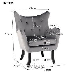 Wingback Chair High Back Fabric Velvet Tub Armchair Fireside Living Room TQ