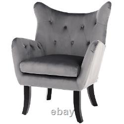 Wingback Chair High Back Fabric Velvet Tub Armchair Fireside Living Room TQ