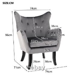 Wingback Chair High Back Fabric Velvet Tub Armchair Fireside Living Room TY