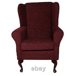 Wingback Fireside Armchair Chair in a Camden Plain Red Ruby Wine Fabric SR12445