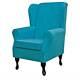 Wingback Fireside Armchair Handmade Chair Plush Velvet Fabric 10 Colours Uk