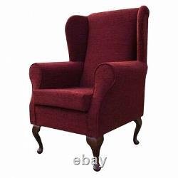 Wingback Fireside Armchair HANDMADE in Portobello Boucle Claret Red Fabric UK