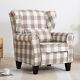 Wingback Fireside Tub Chair Tartan Fabric Armchair Thick Cushioned Seat W Pillow