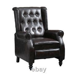 Wingback Recliner Armchair PU Leather Button Tufted Fireside Sofa Chair Home BN