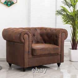 Wingback Scroll Arm Chair Fireside Chesterfield PU Leather Armchair Single Sofa