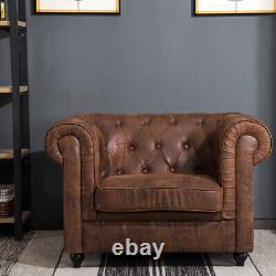 Wingback Scroll Arm Chair Fireside Chesterfield PU Leather Armchair Single Sofa