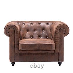 Wingback Scroll Arm Chair Fireside Chesterfield PU Leather Armchair Single Sofa