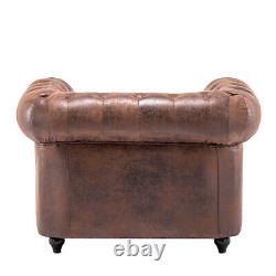 Wingback Scroll Arm Chair Fireside Chesterfield PU Leather Armchair Single Sofa