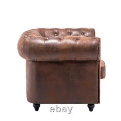 Wingback Scroll Arm Chair Fireside Chesterfield PU Leather Armchair Single Sofa