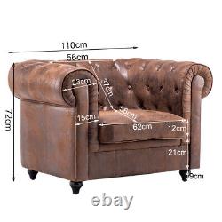 Wingback Scroll Arm Chair Fireside Chesterfield PU Leather Armchair Single Sofa