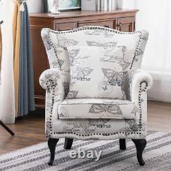 Wingback Sofa Chair Butterfly Printed Fireside Armchair Living Room UK