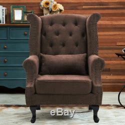 Winged Armchair Chesterfield Fireside Queen Anne Woollike Fabric High Back Chair