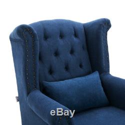 Winged Armchair Chesterfield Fireside Queen Anne Woollike Fabric High Back Chair