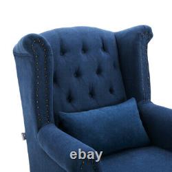 Winged Armchair Chesterfield Fireside Queen Anne Woollike Fabric High Back Chair