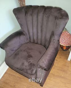 X2 Velvet Linen High Wing Back Armchair Studded Fireside Tub Chair Accent Chairs