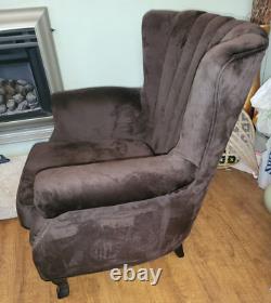 X2 Velvet Linen High Wing Back Armchair Studded Fireside Tub Chair Accent Chairs