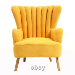 Yellow Armchair Tub Chair Fabric Wing Back Fireside Lounge Foot Stool Bedroom