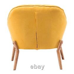Yellow Fabric Tufted Wing Back Chair Fireside Armchair Snuggle Sofa Accent Seat